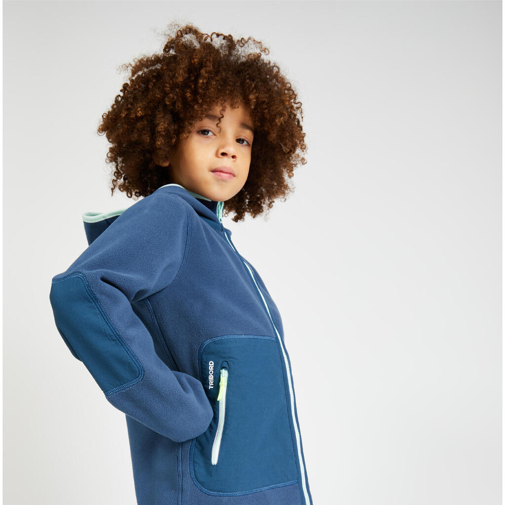Bērnu silta divpusēja flīsa burāšanas jaka “500”, tumši zila