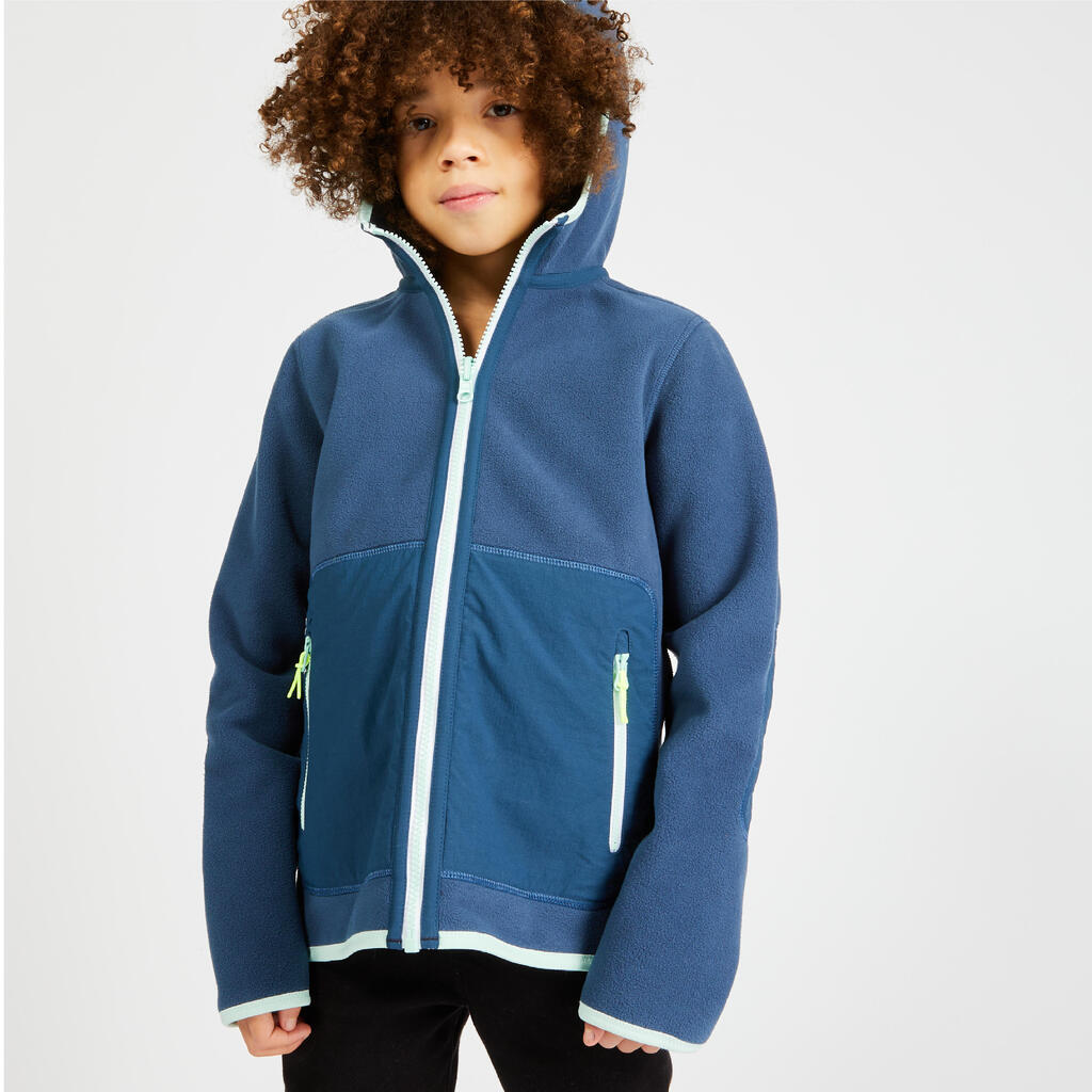 Kids' warm reversible sailing fleece 500 - Blue ocean navy