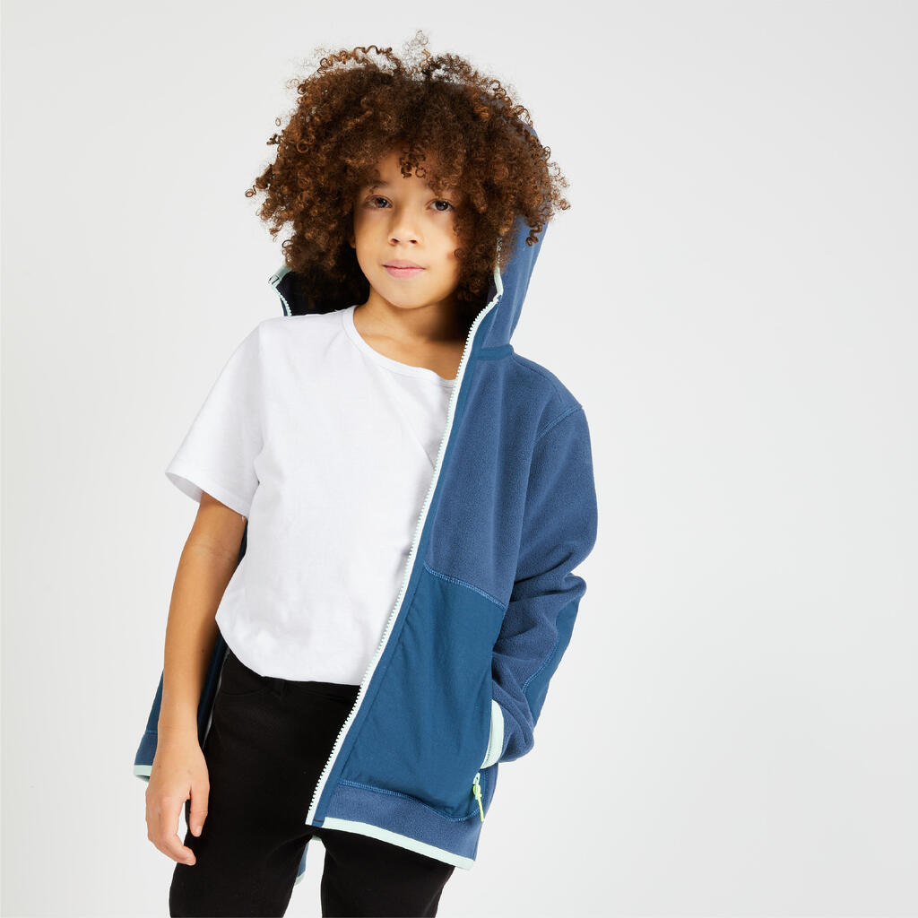 Kids' warm reversible sailing fleece 500 - Blue ocean navy