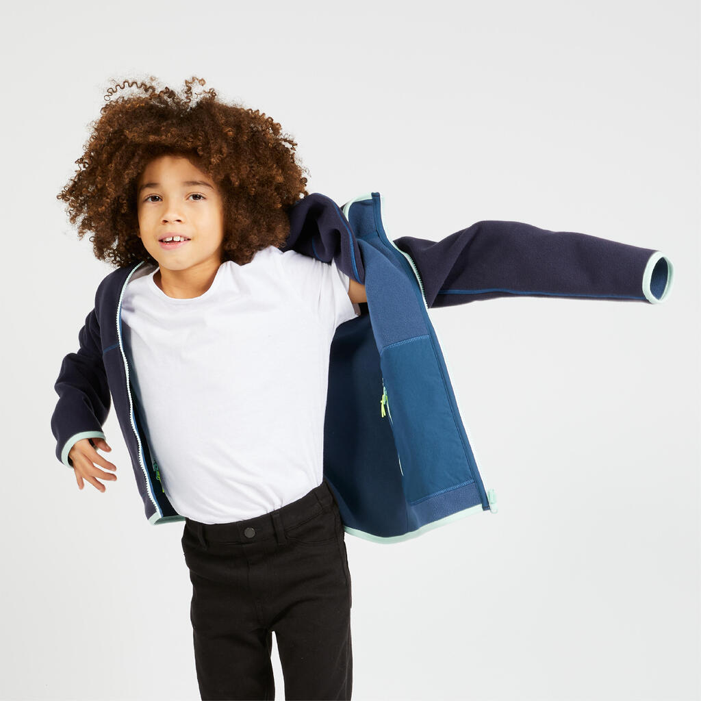 Kids' warm reversible sailing fleece 500 - Blue ocean navy