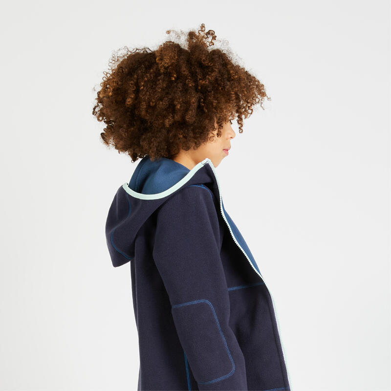 Fleecejacke Segeln Kinder Sailing 500 warm wendbar marineblau