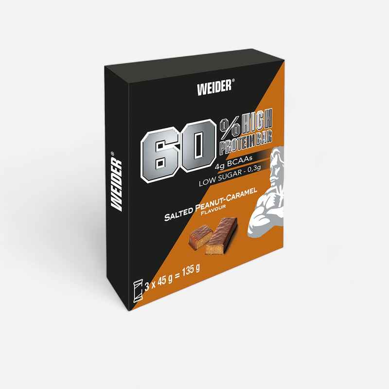 Weider Proteinriegel Karamell Erdnussbutter 3er-Pack 60 %
