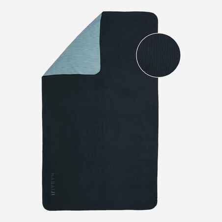 Mikrofaser-Handtuch XL 110 × 175 cm - gestreift schwarz/grau 