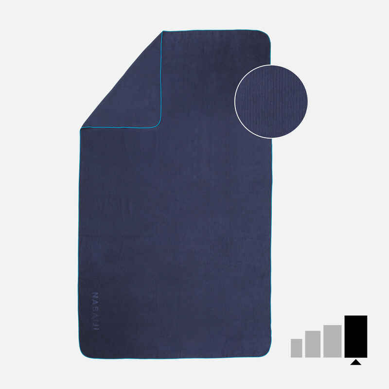 Mikrofaser-Handtuch gestreift Größe XL 110 × 175 cm - dunkelblau