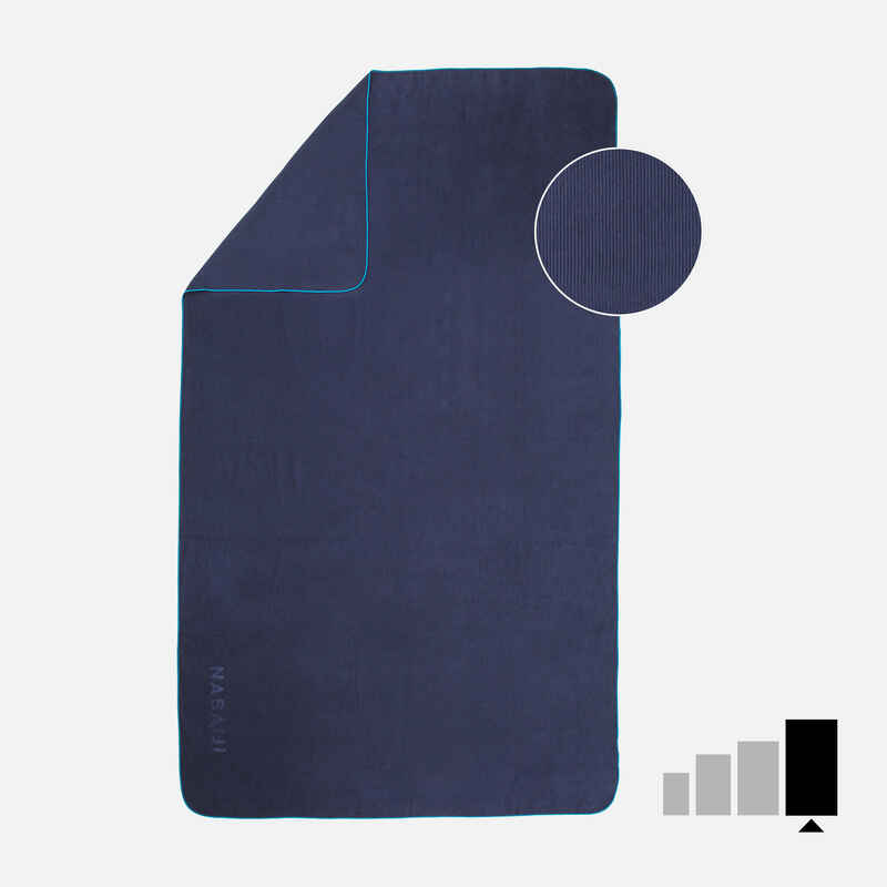 Mikrofaser-Handtuch gestreift Größe XL 110 × 175 cm - dunkelblau