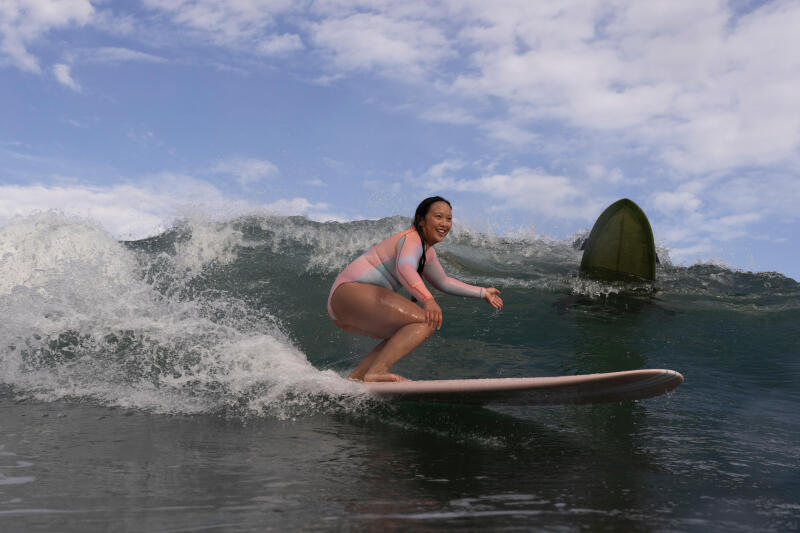 Kostium kąpielowy jednoczęściowy surfingowy damski Olaian Dani Blur długi rękaw
