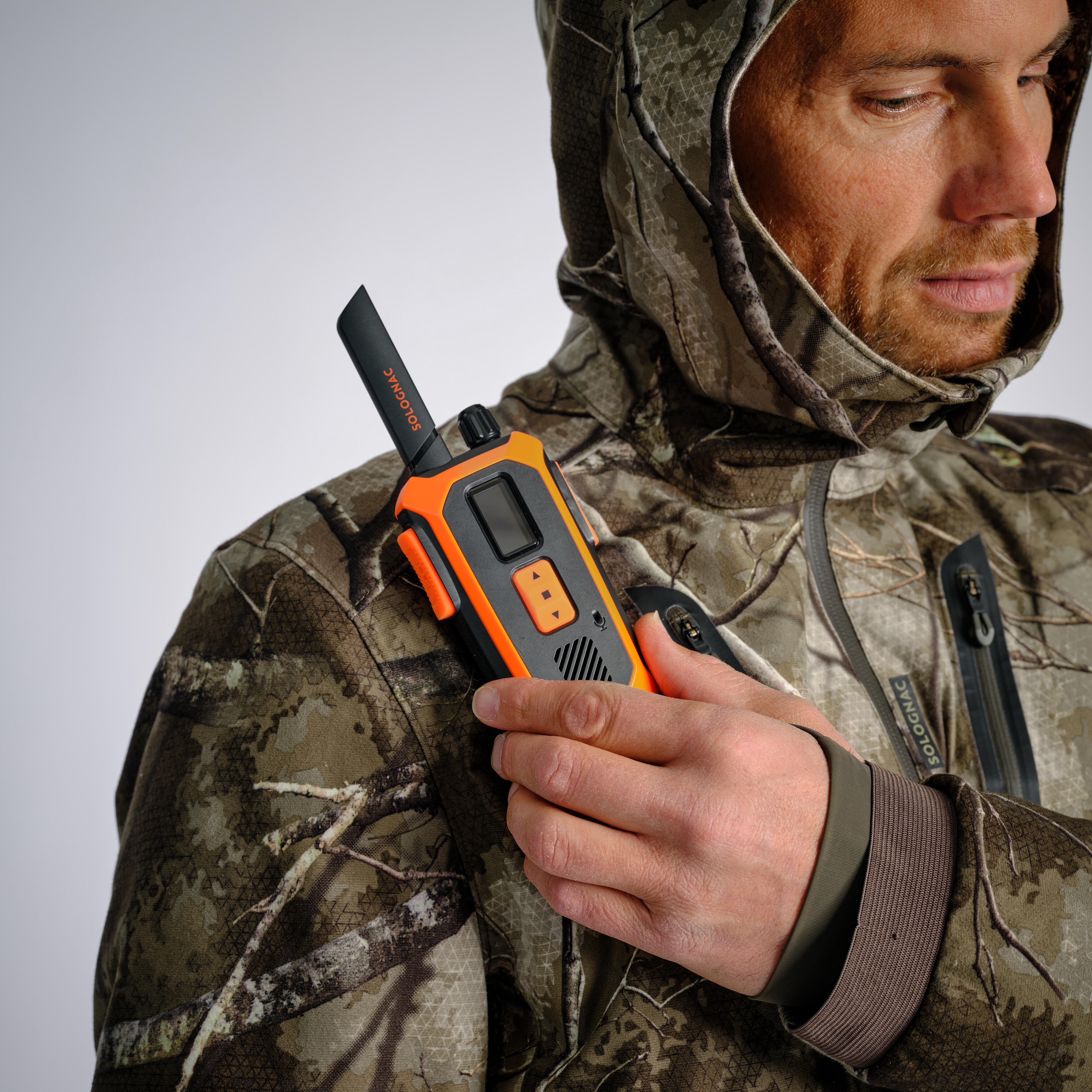 Hunting silent waterproof warm jacket Treemetic 900 Camouflage SOLOGNAC Decathlon