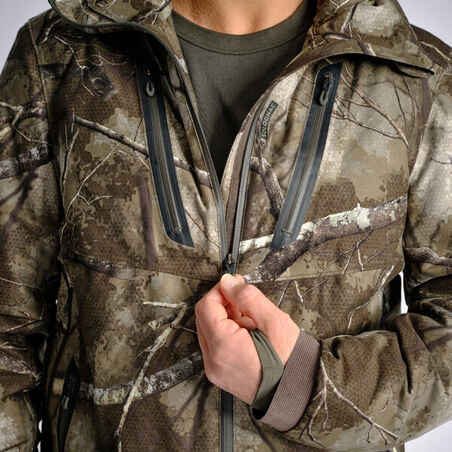 Hunting silent waterproof warm jacket Treemetic 900 Camouflage