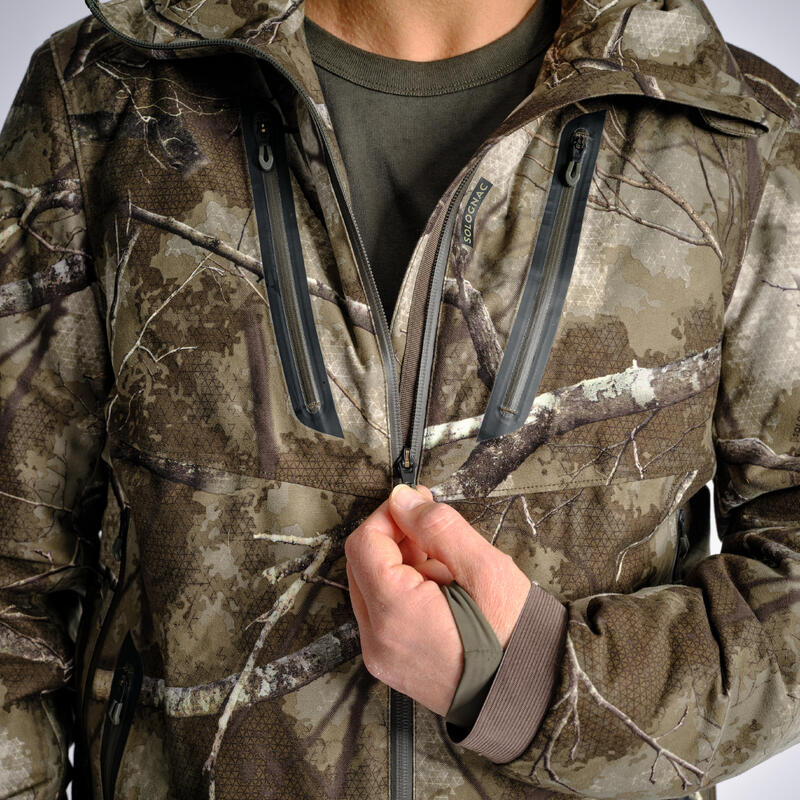Jagdjacke 900 Treemetic geräuscharm wasserdicht warm Camouflage 