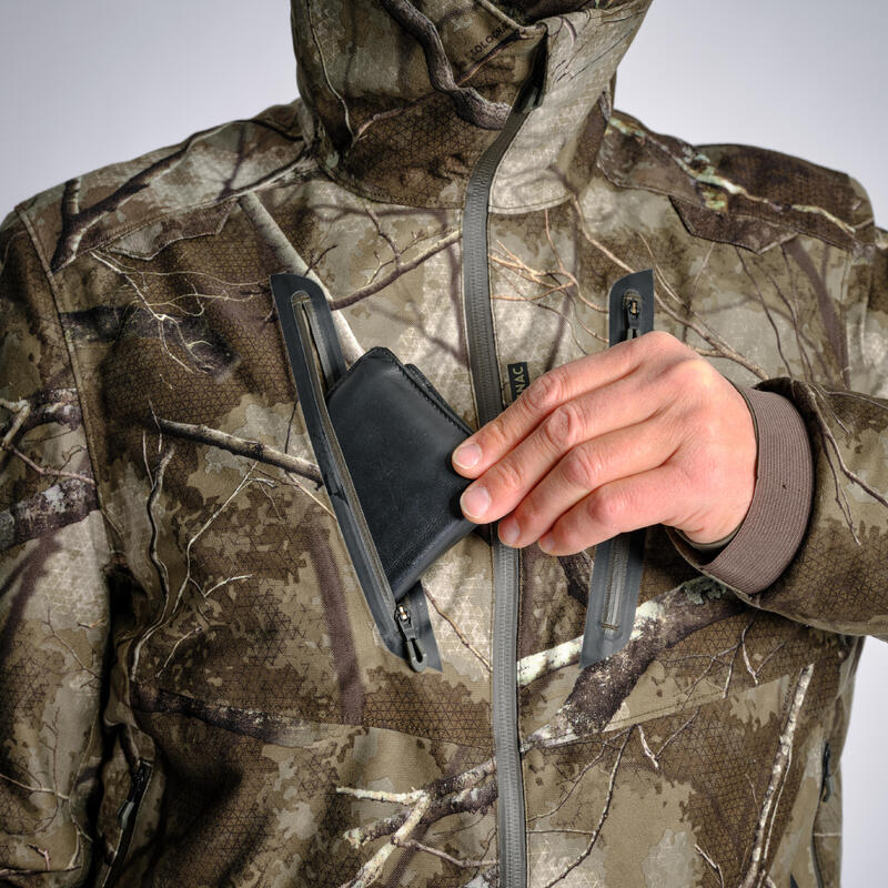 Jagdjacke 900 Treemetic geräuscharm wasserdicht warm Camouflage 