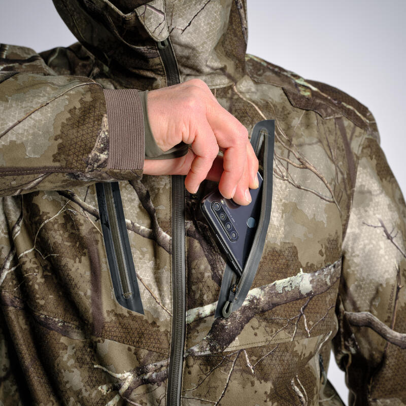 Jagdjacke 900 Treemetic geräuscharm wasserdicht warm Camouflage 