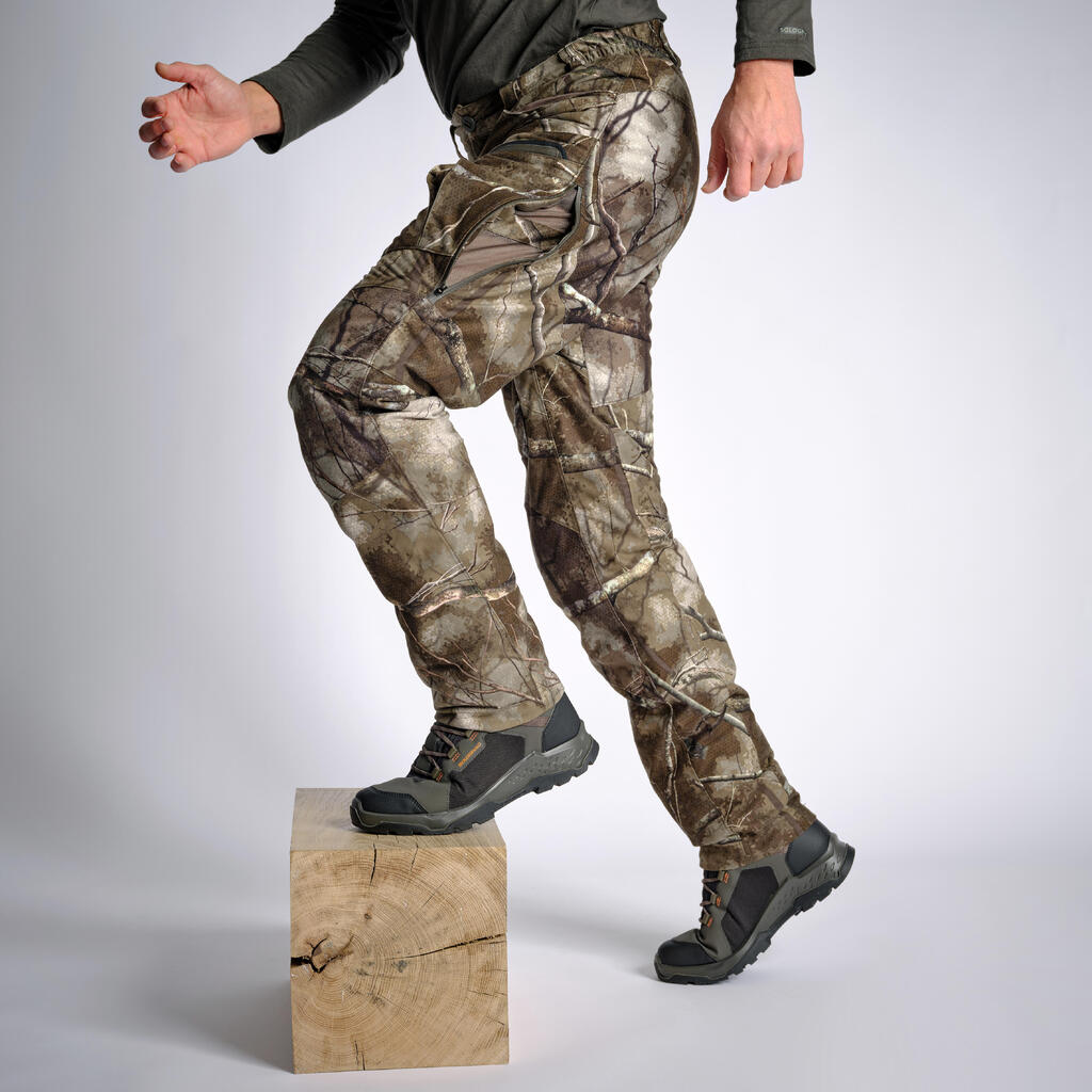 Kamuflažne tihe vodootporne pantalone za lov TREEMETIC 900