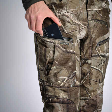 Hunting Trousers Warm Waterproof Silent Camouflage Treemetic 900