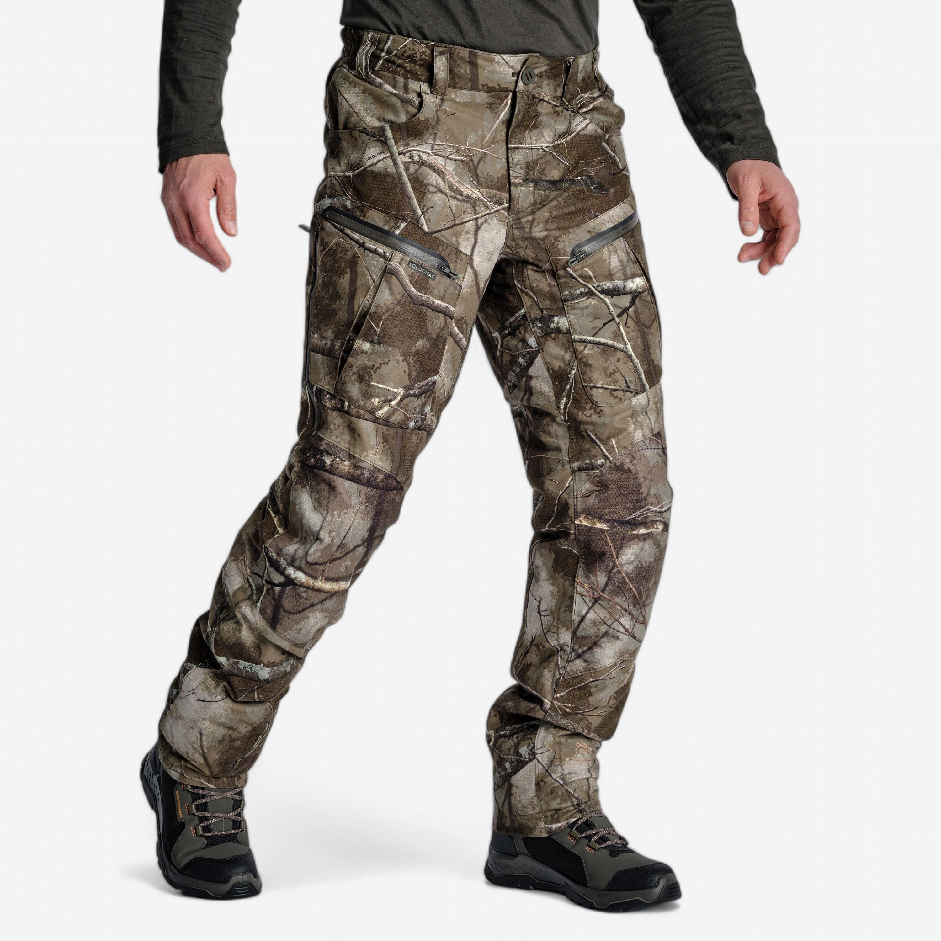 SOLOGNAC Hunting Trousers Warm Waterproof Silent Camouflage Treemetic 900