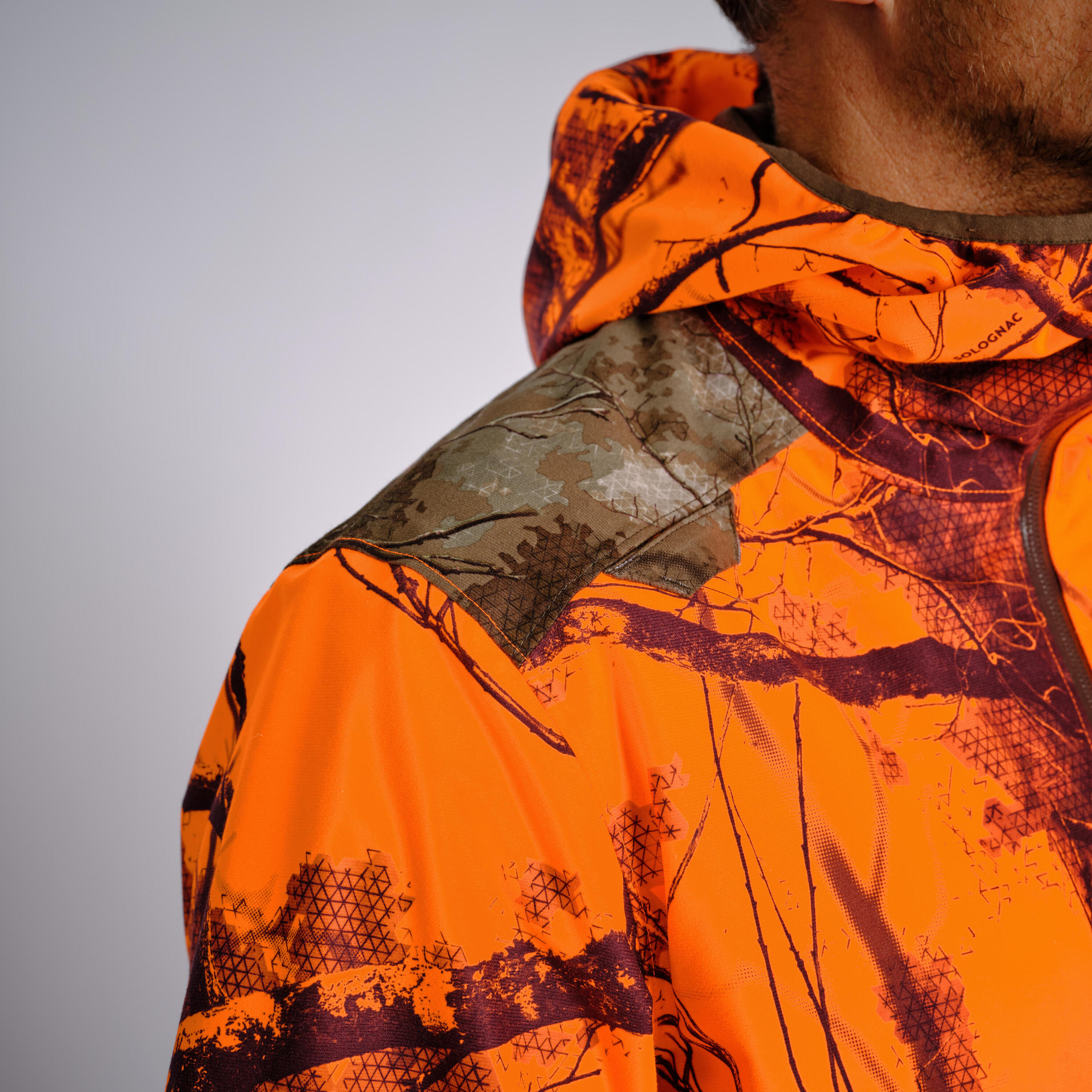 SILENT WATERPROOF HUNTING JACKET 500 - NEON LIGHT TREEMETIC 8/9