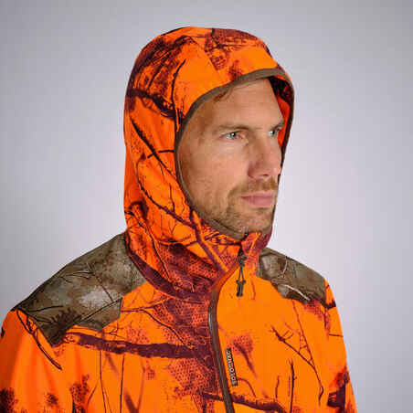 SILENT WATERPROOF HUNTING JACKET 500 - NEON LIGHT TREEMETIC