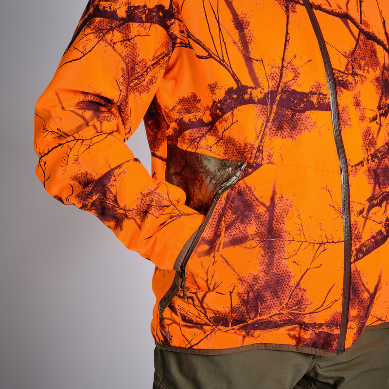 VESTE CHASSE IMPERMÉABLE SILENCIEUSE LIGHT TREEMETIC FLUO 500