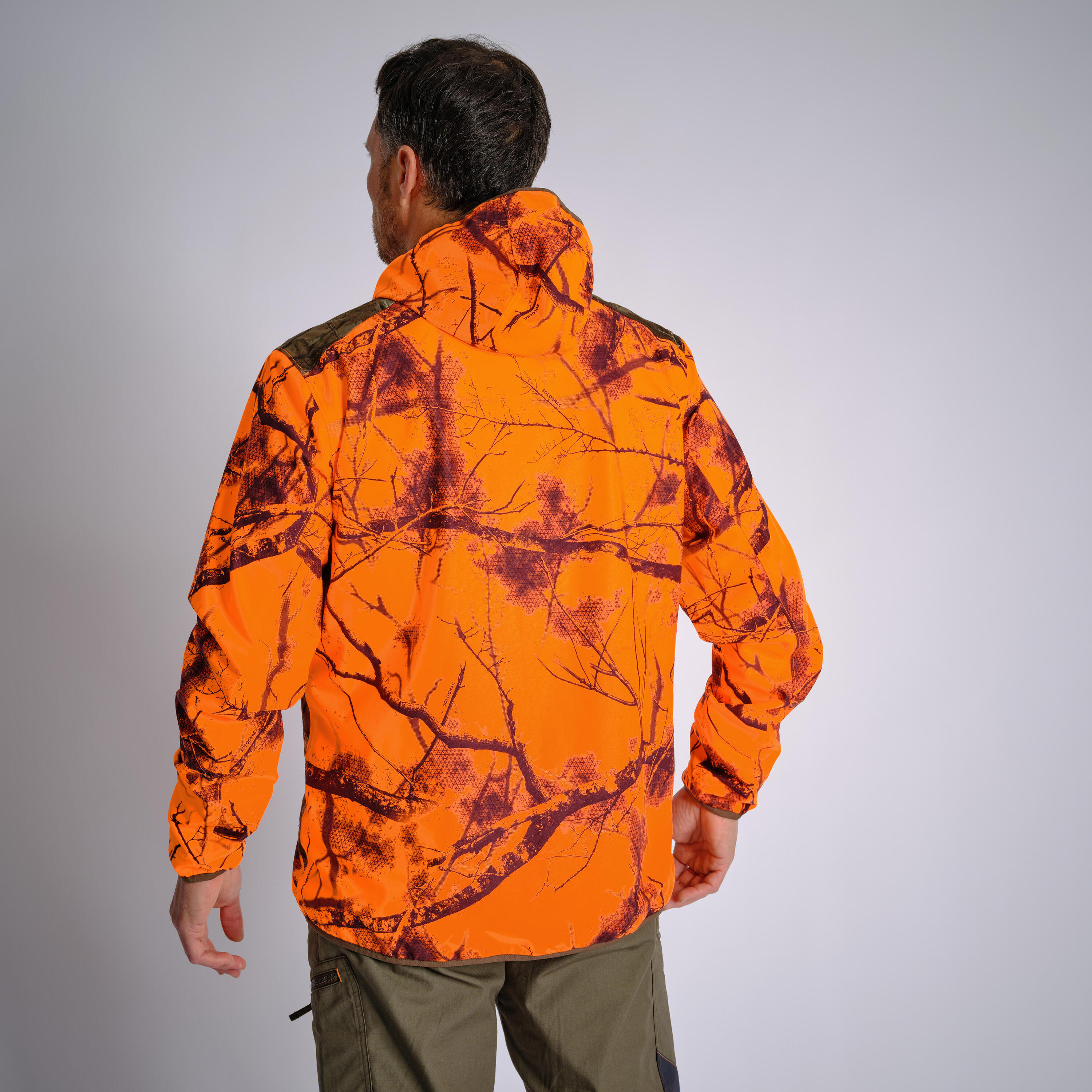 SILENT WATERPROOF HUNTING JACKET 500 - NEON LIGHT TREEMETIC 2/9