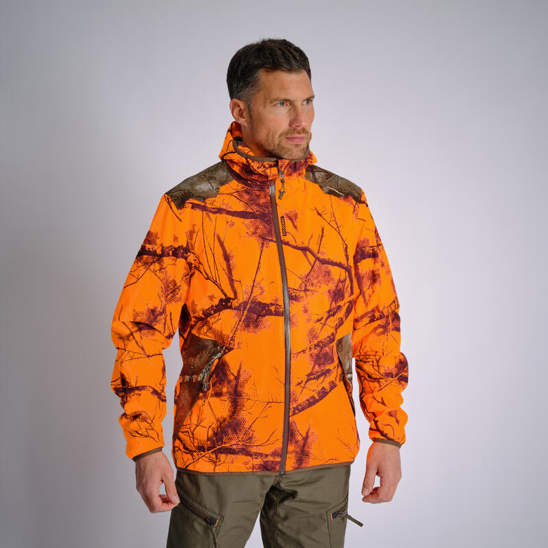 VESTE CHASSE IMPERMÉABLE SILENCIEUSE LIGHT TREEMETIC FLUO 500