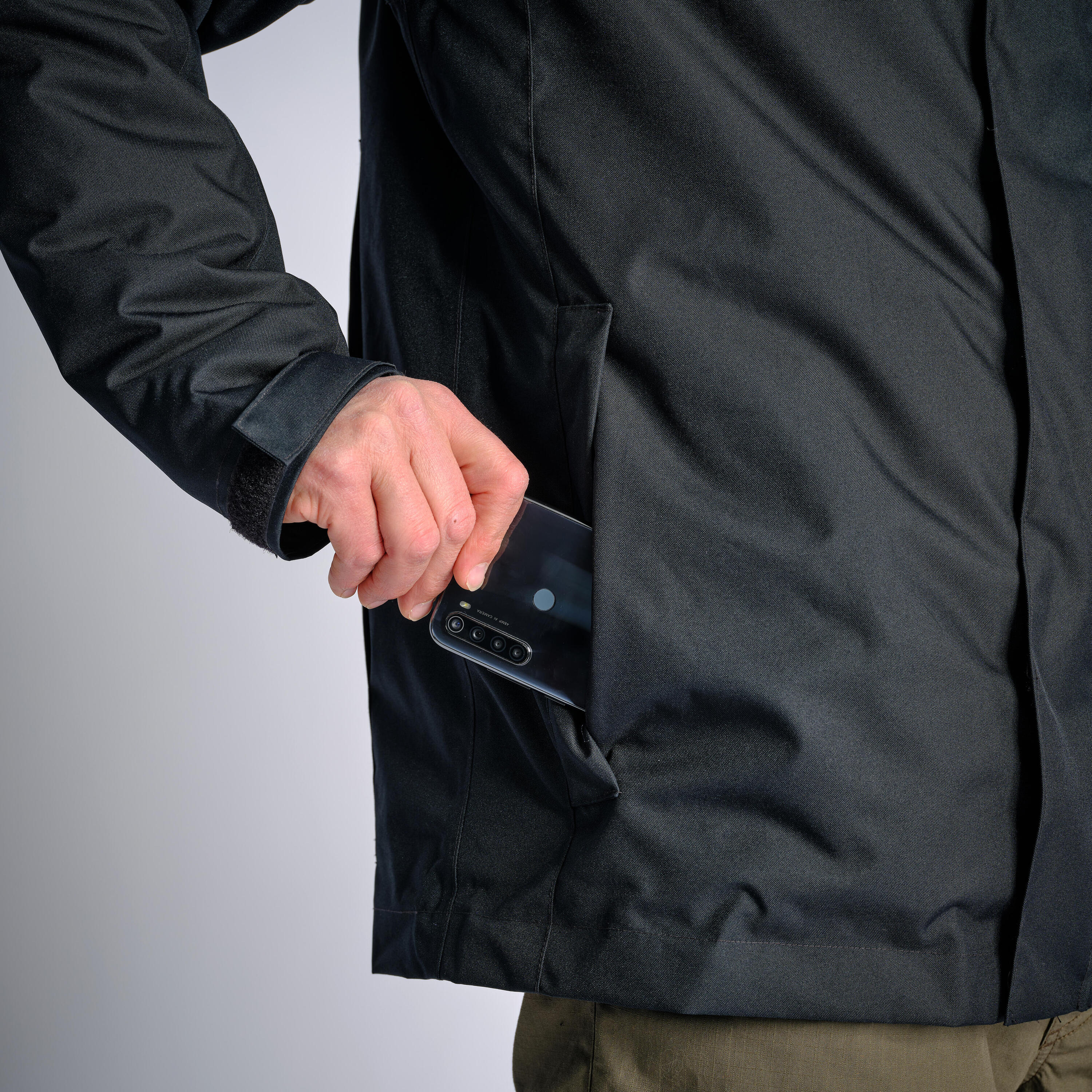 Chaqueta Caza Solognac 100 Hombre Negro Impermeable Cálida 9/11