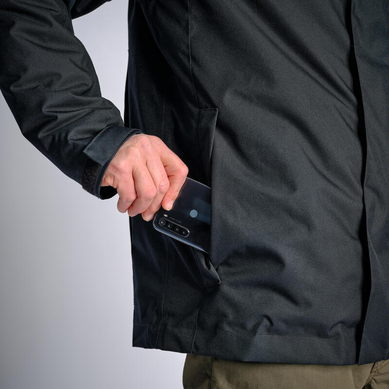 Chaqueta Caza Solognac 100 Hombre Negro Impermeable Cálida