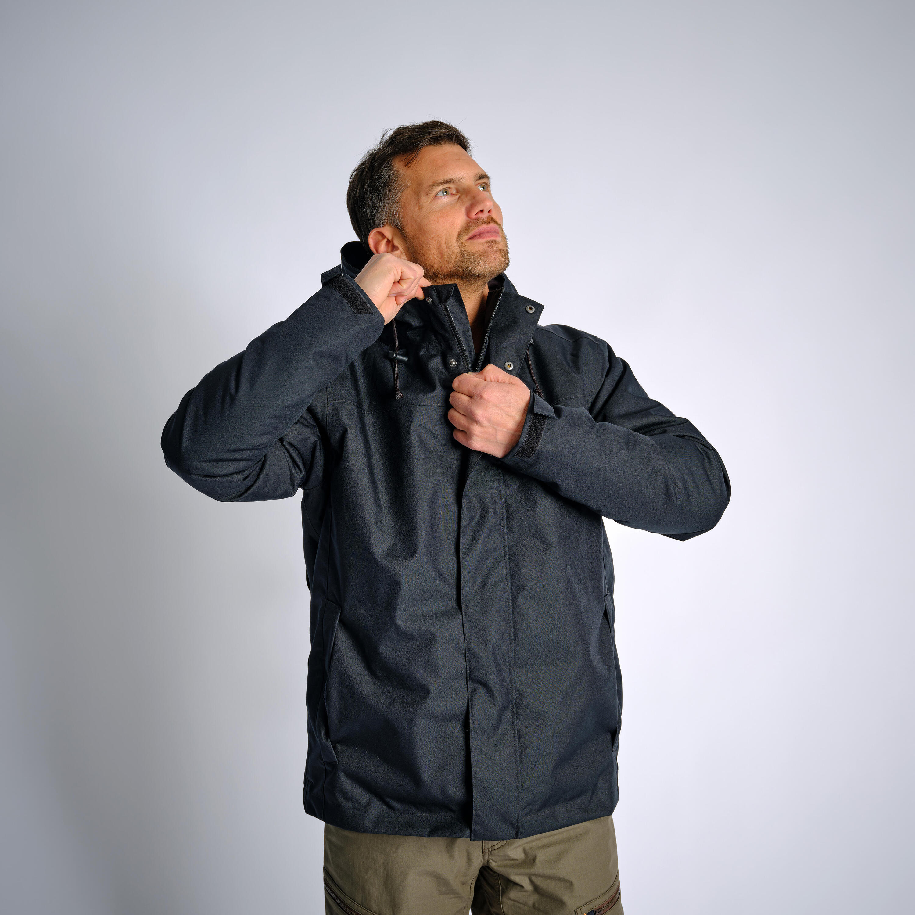 Chaqueta Caza Solognac 100 Hombre Negro Impermeable Cálida 7/11