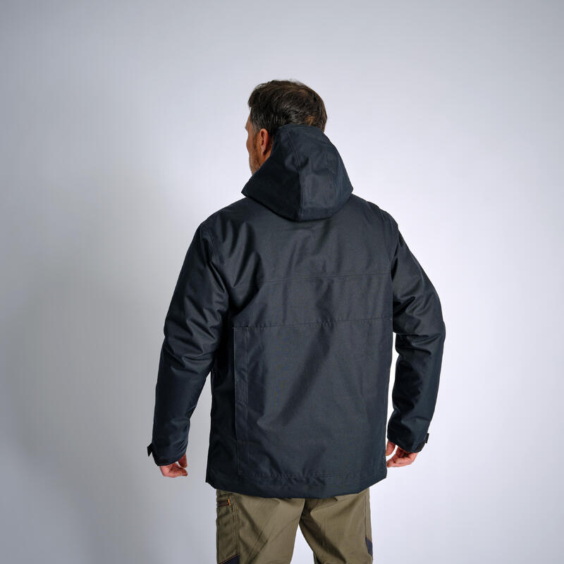 Chaqueta Caza Solognac 100 Hombre Negro Impermeable Cálida