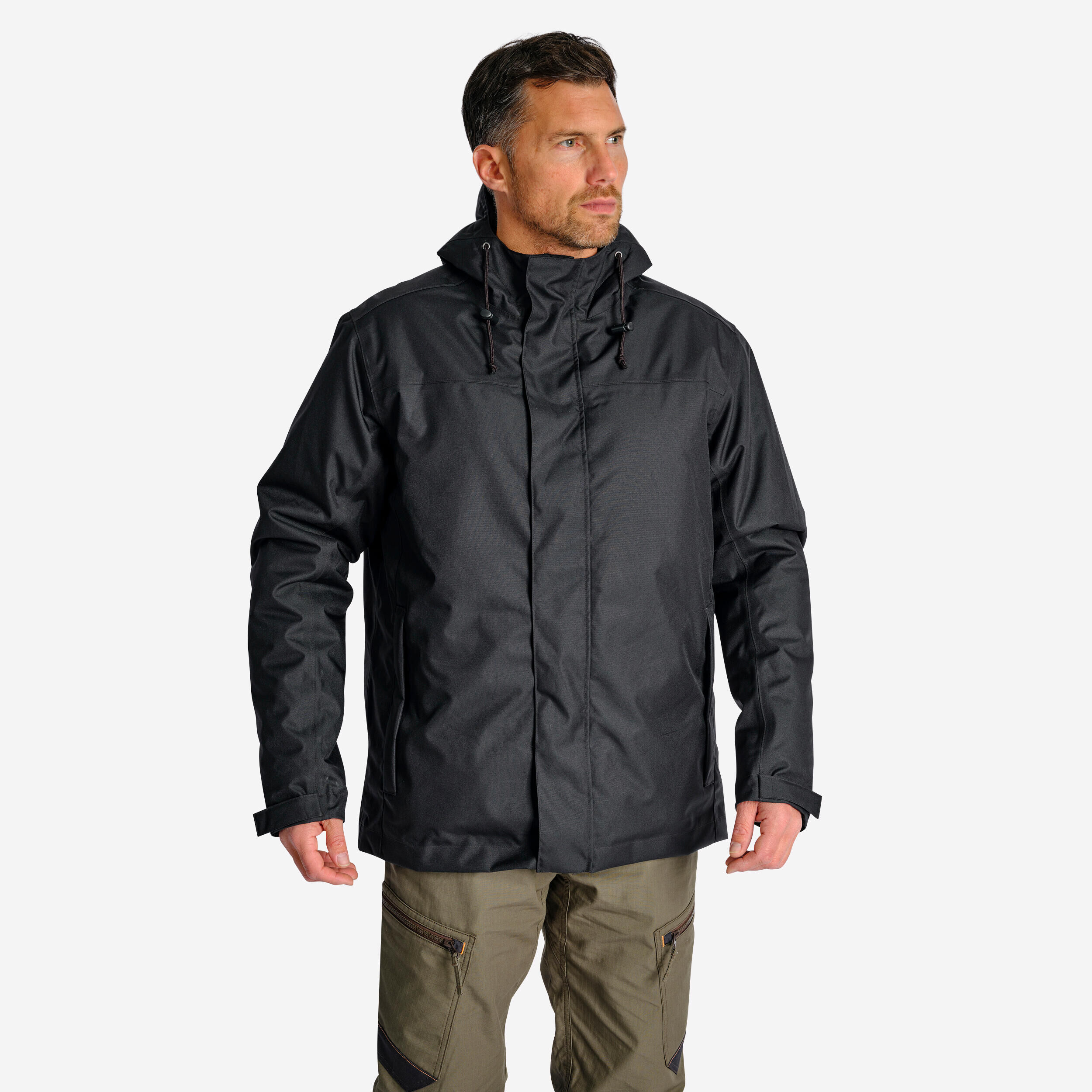 SOLOGNAC WARM WATERPROOF JACKET 100 BLACK