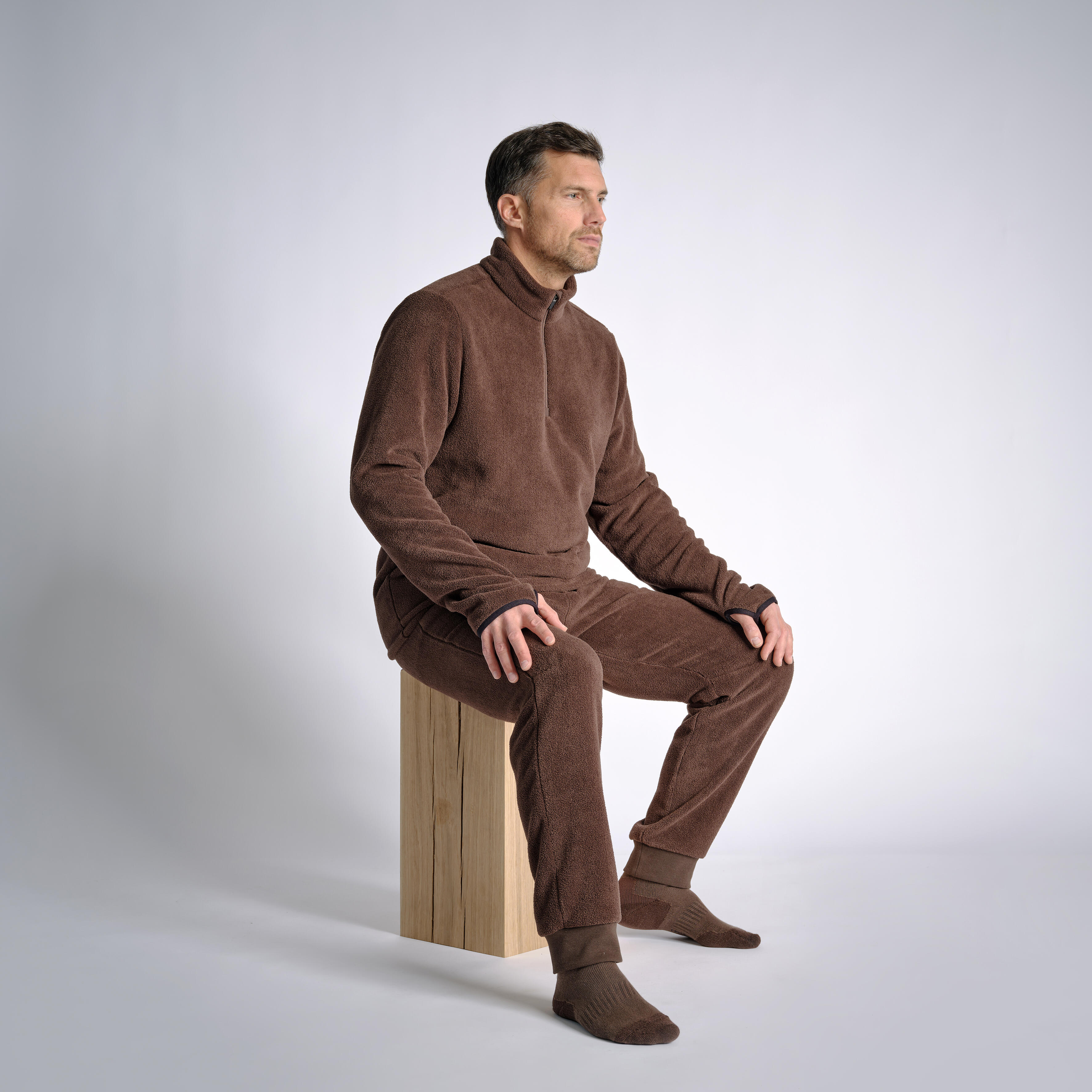 Base Layer Fleece Trousers - 500 Brown - SOLOGNAC