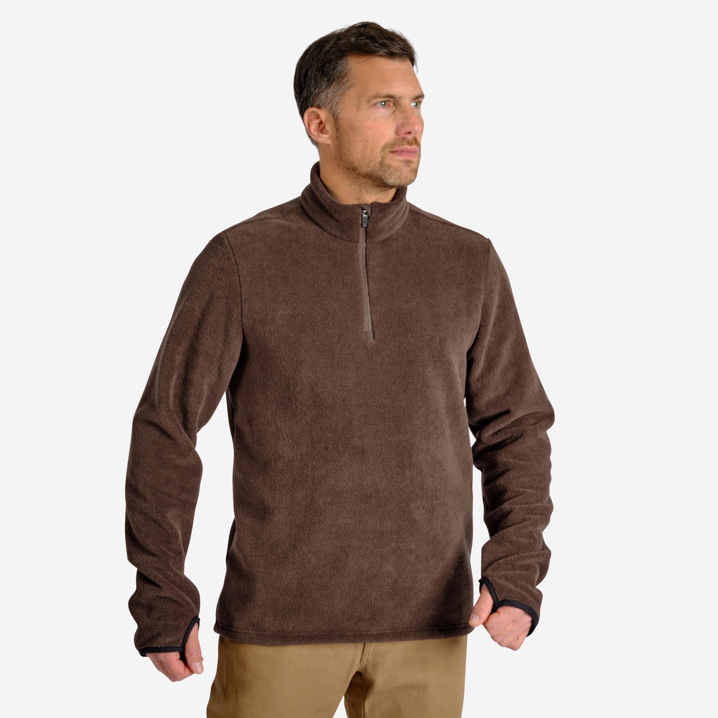 VESTE POLAIRE SOUS V TEMENT 500 MARRON