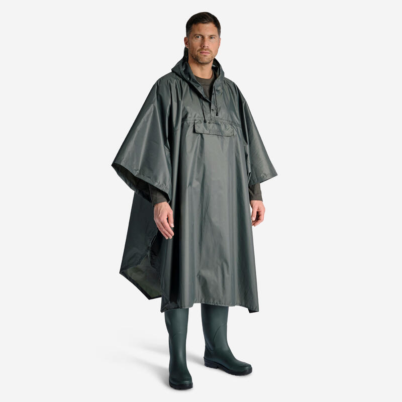 Poncho Chubasquero Lluvia Caza Solognac 500 Adulto Capa Impermeable Verde  Larga