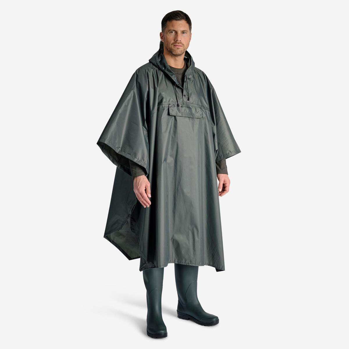 PONCHO DE PLUIE LONG IMPERMEABLE 500 VERT