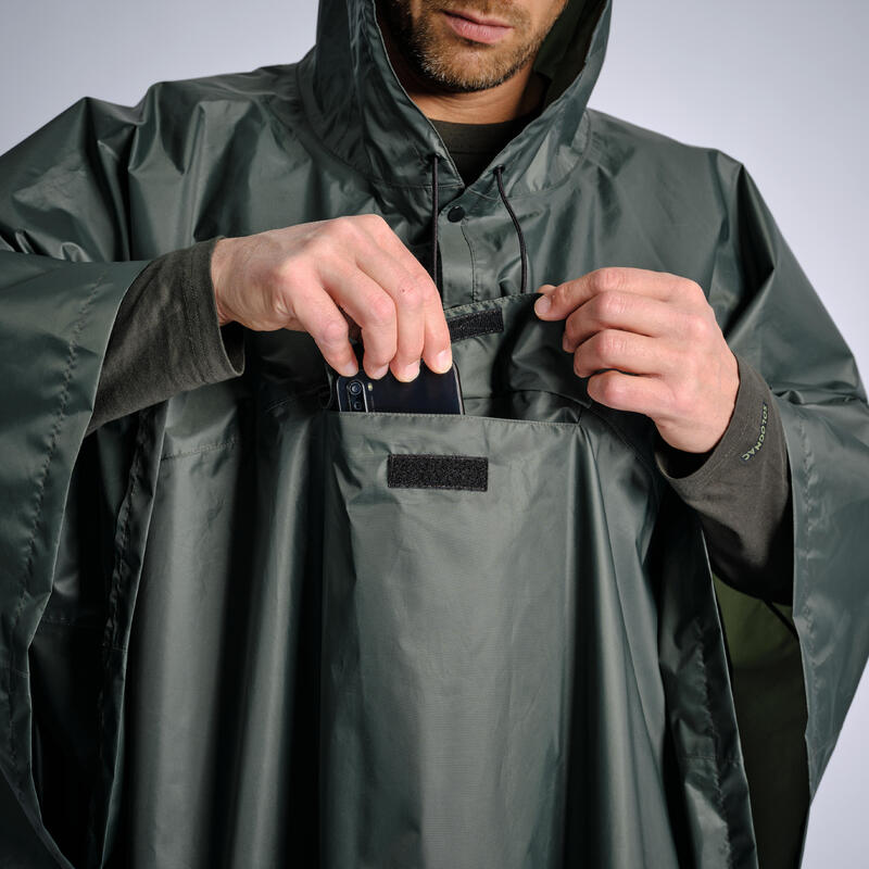 Poncho Chubasquero Lluvia Caza Solognac 500 Adulto Capa Impermeable Verde Larga