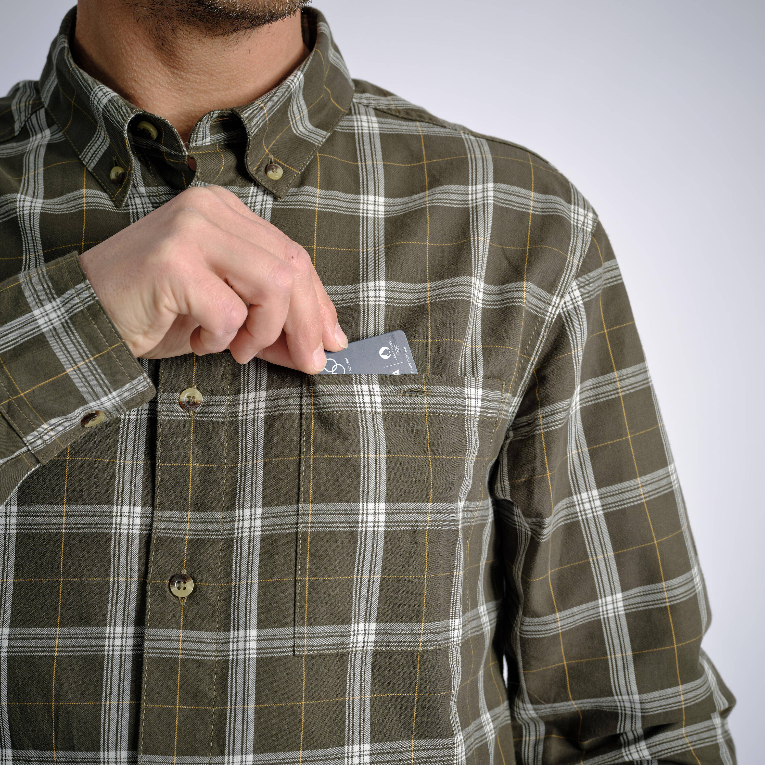 Mens Shirt 100 - Green Checked -  4