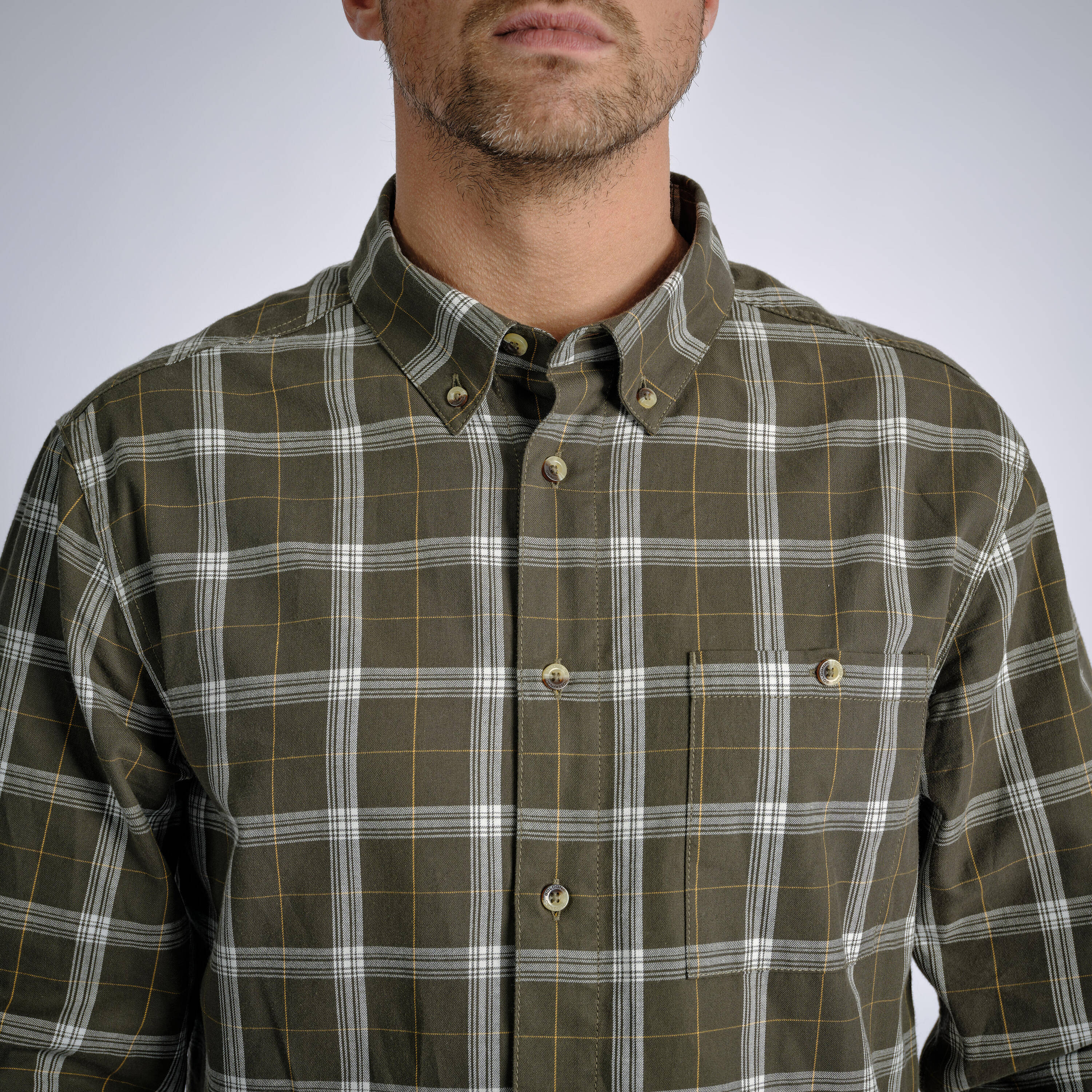 Mens Shirt 100 - Green Checked -  3