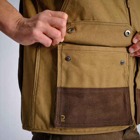 HUNTING MULTIPOCKET GILET 500 REINFORCED BROWN