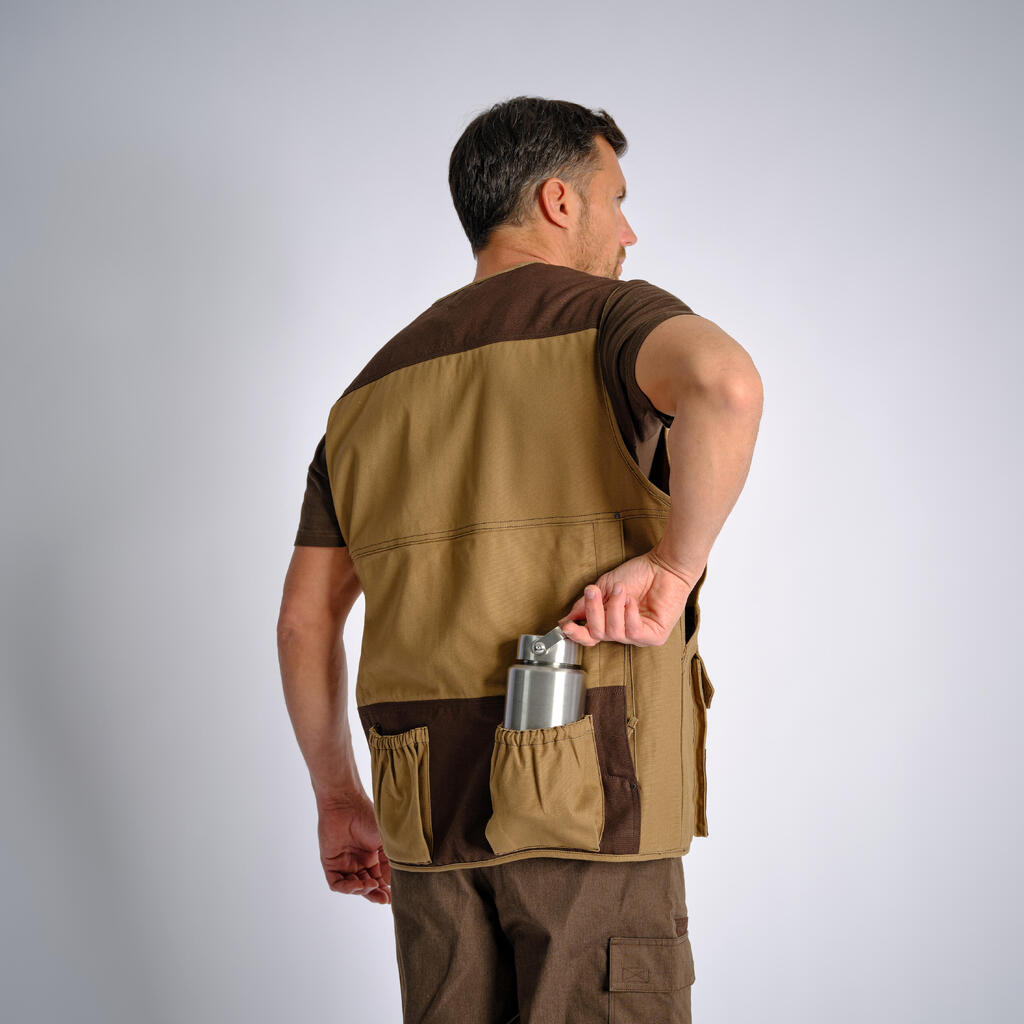 HUNTING MULTIPOCKET GILET 500 REINFORCED BROWN