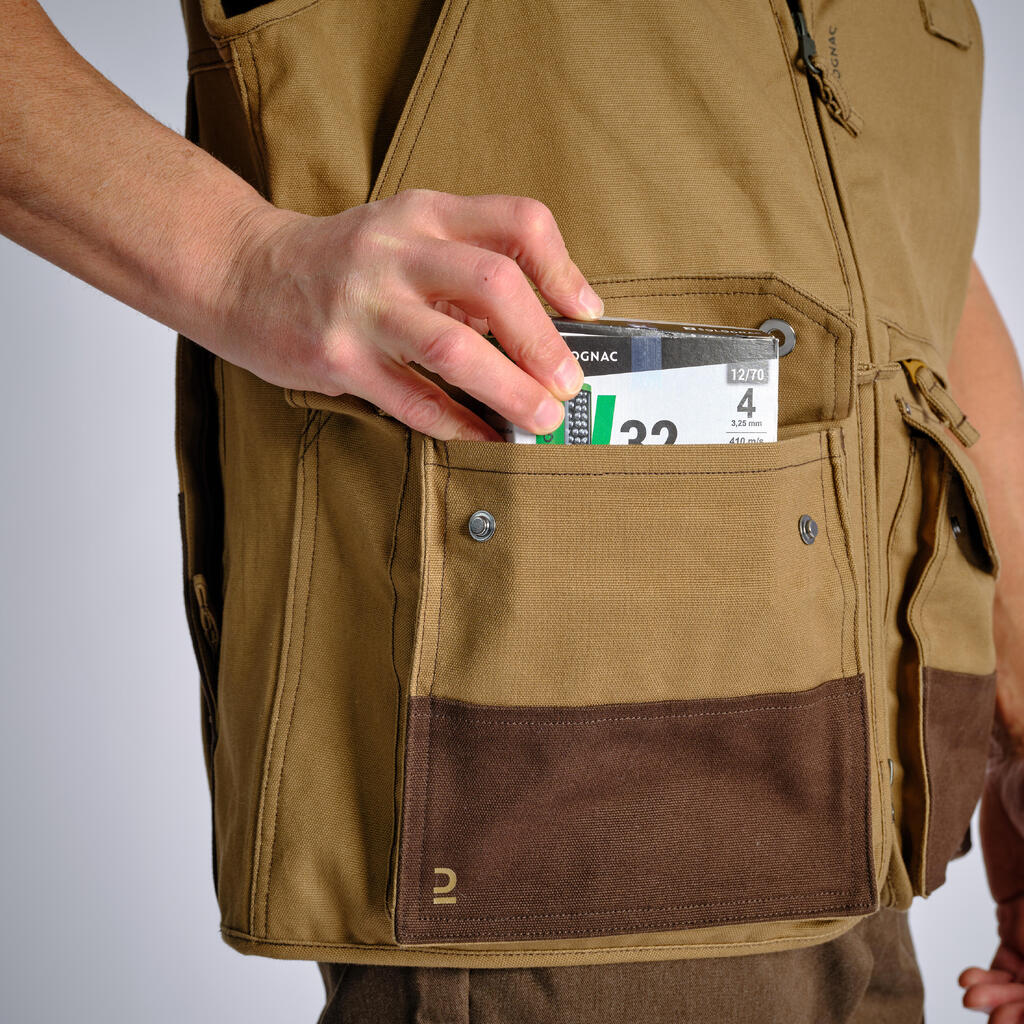 Medžioklinė sutvirtinta liemenė su kišenėmis „500“, ruda