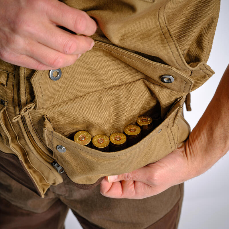 HUNTING MULTIPOCKET GILET 500 REINFORCED BROWN SOLOGNAC Decathlon