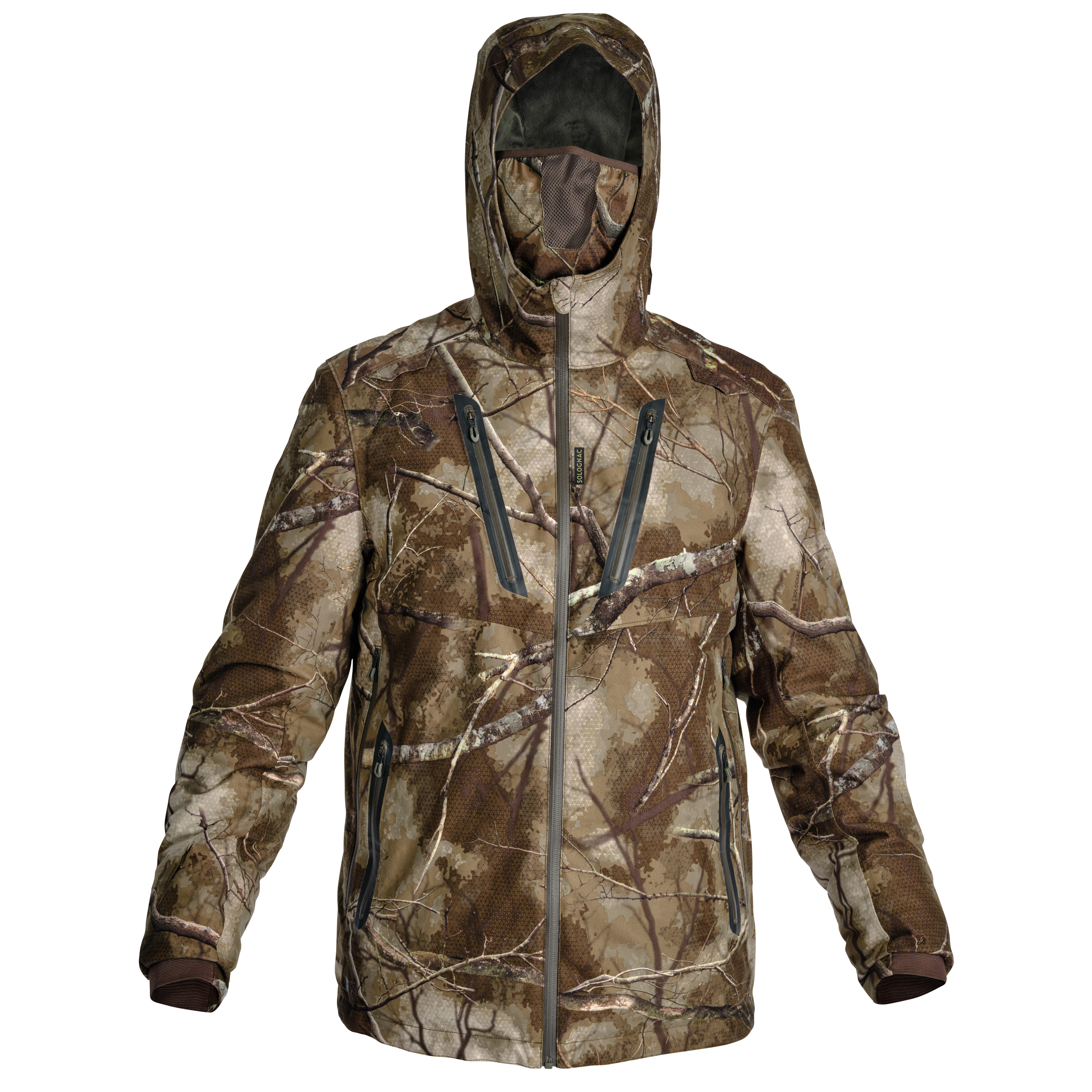 Men’s Silent Warm Waterproof Hunting Jacket, Treemetic 900 Camouflage - SOLOGNAC
