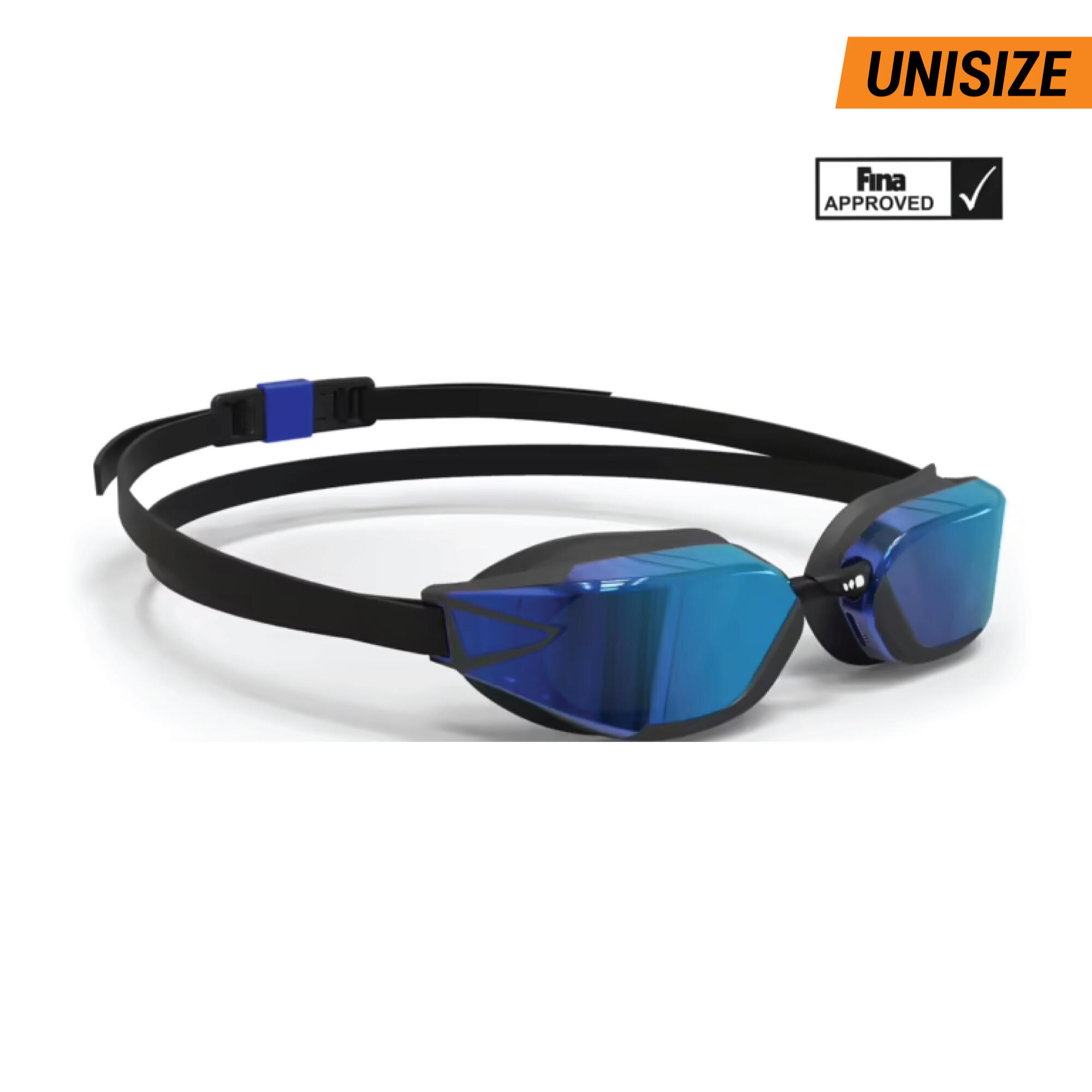 BFAST Swimming Goggles - Mirror Lenses - One Size - Black Blue