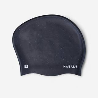 Silicone swim cap for long hair, one size, black
