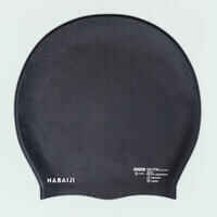 Silicone swimming cap - One size - Thick hair - Black