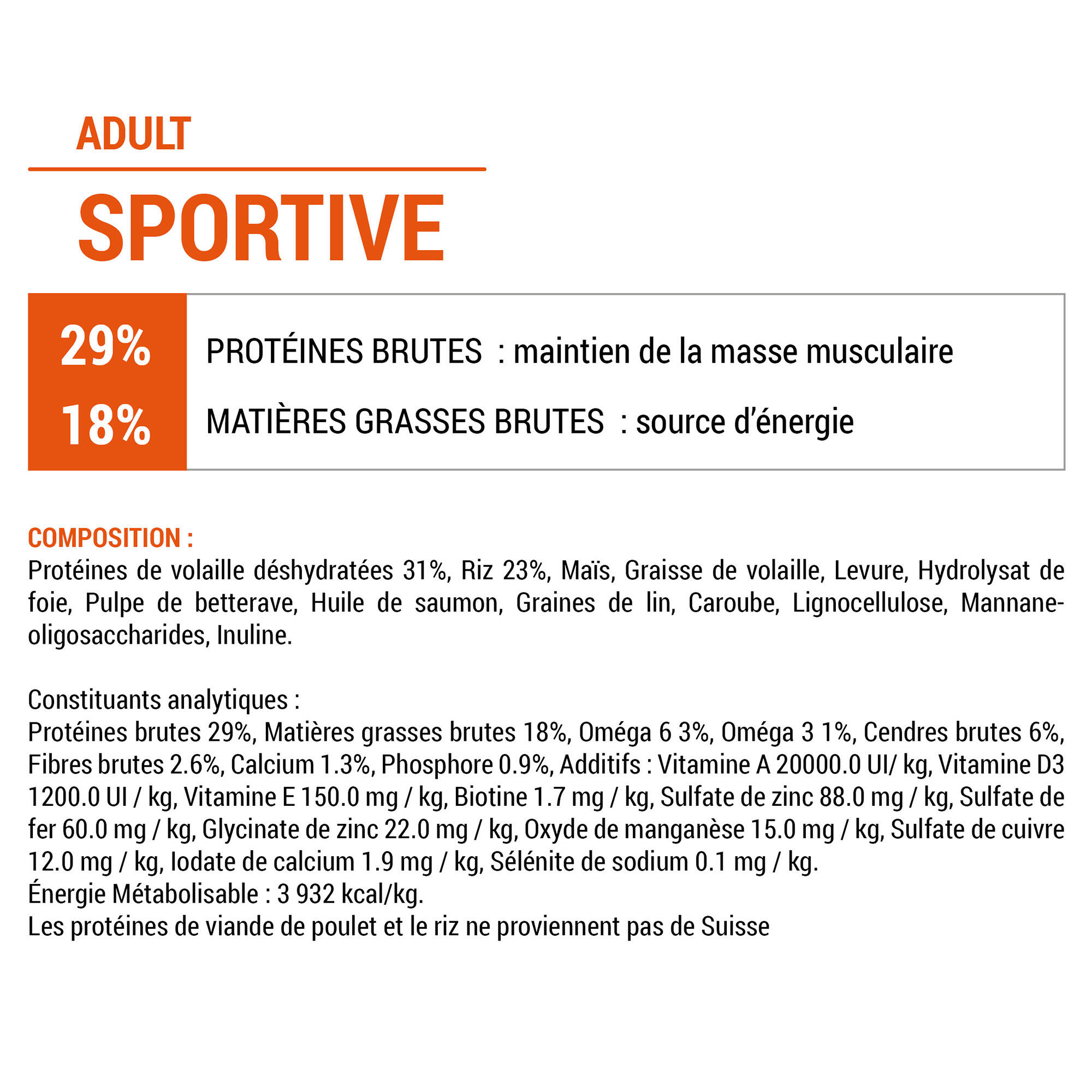 CROQUETTES CHIEN ADULT SPORTIVE 12KG 3/10