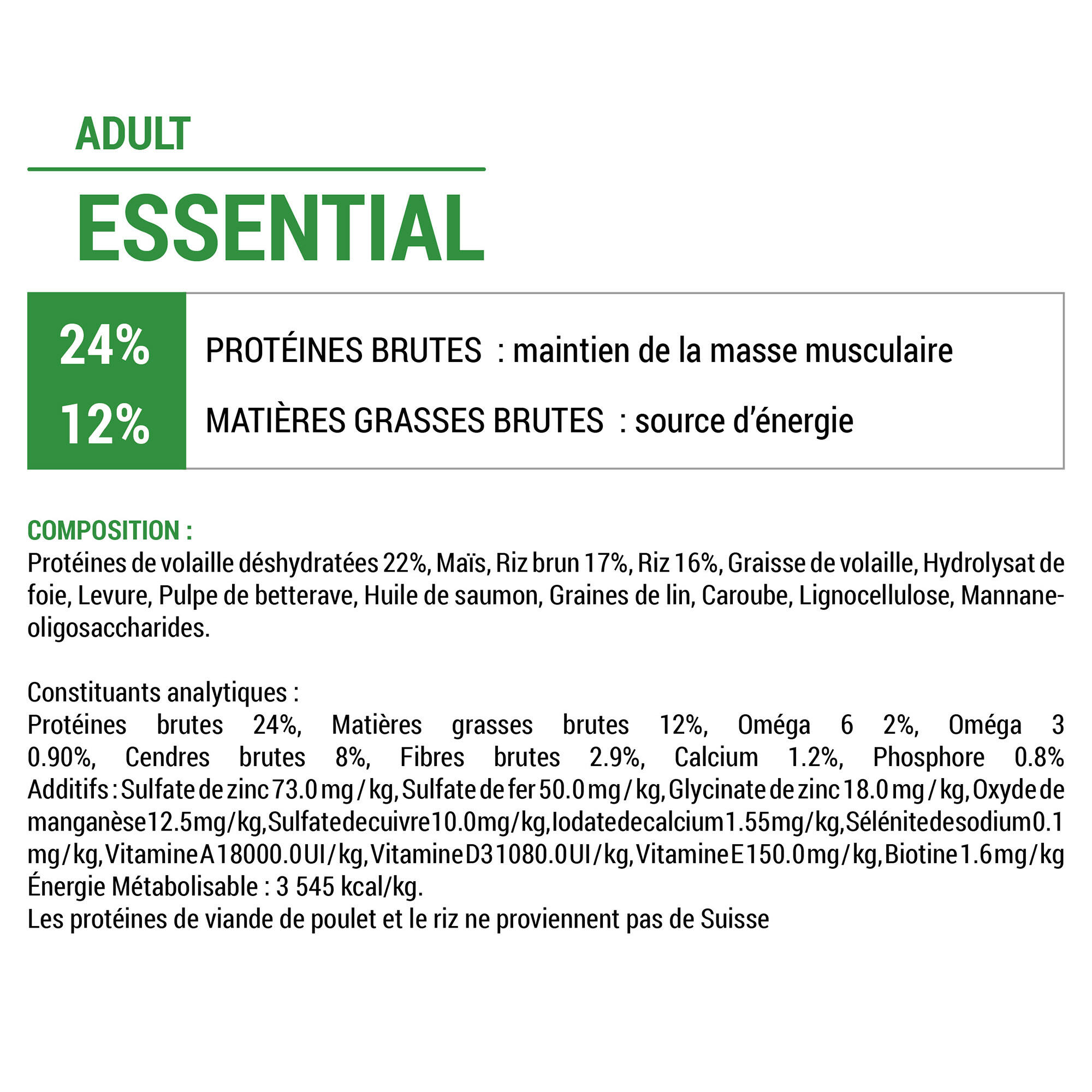 CROQUETTES CHIEN ADULT ESSENTIAL 12KG 2/10