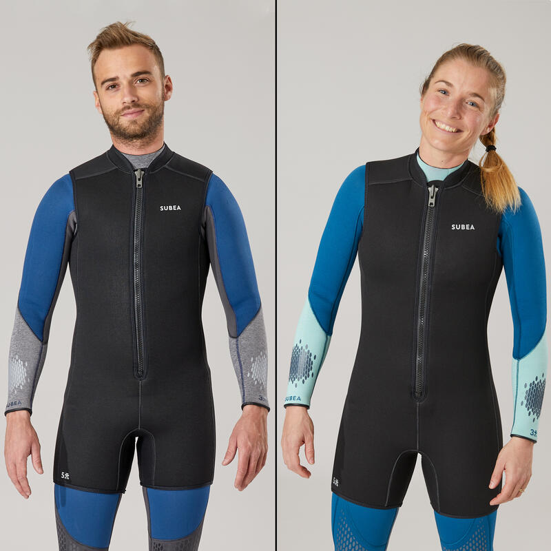 Supracombinezon scufundări shorty SCD neopren 5,5 mm Negru Adulți 