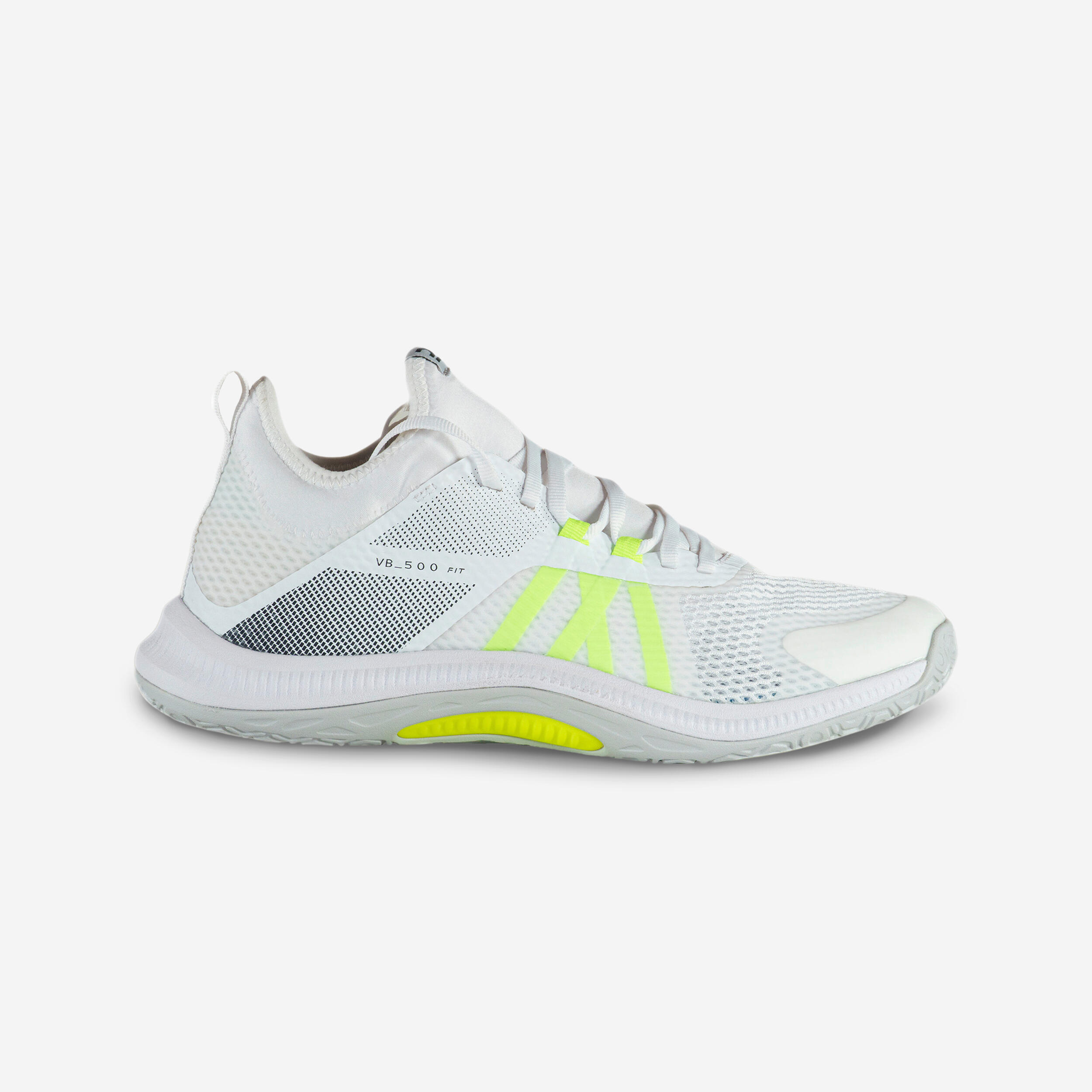 chaussures de volley-ball fit pour pratique régulière, blanches et jaunes - allsix