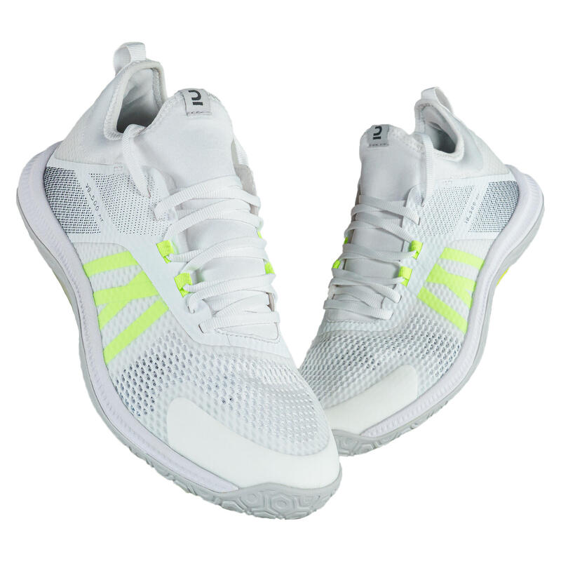 Chaussures de volley-ball FIT pour pratique régulière, blanches et jaunes
