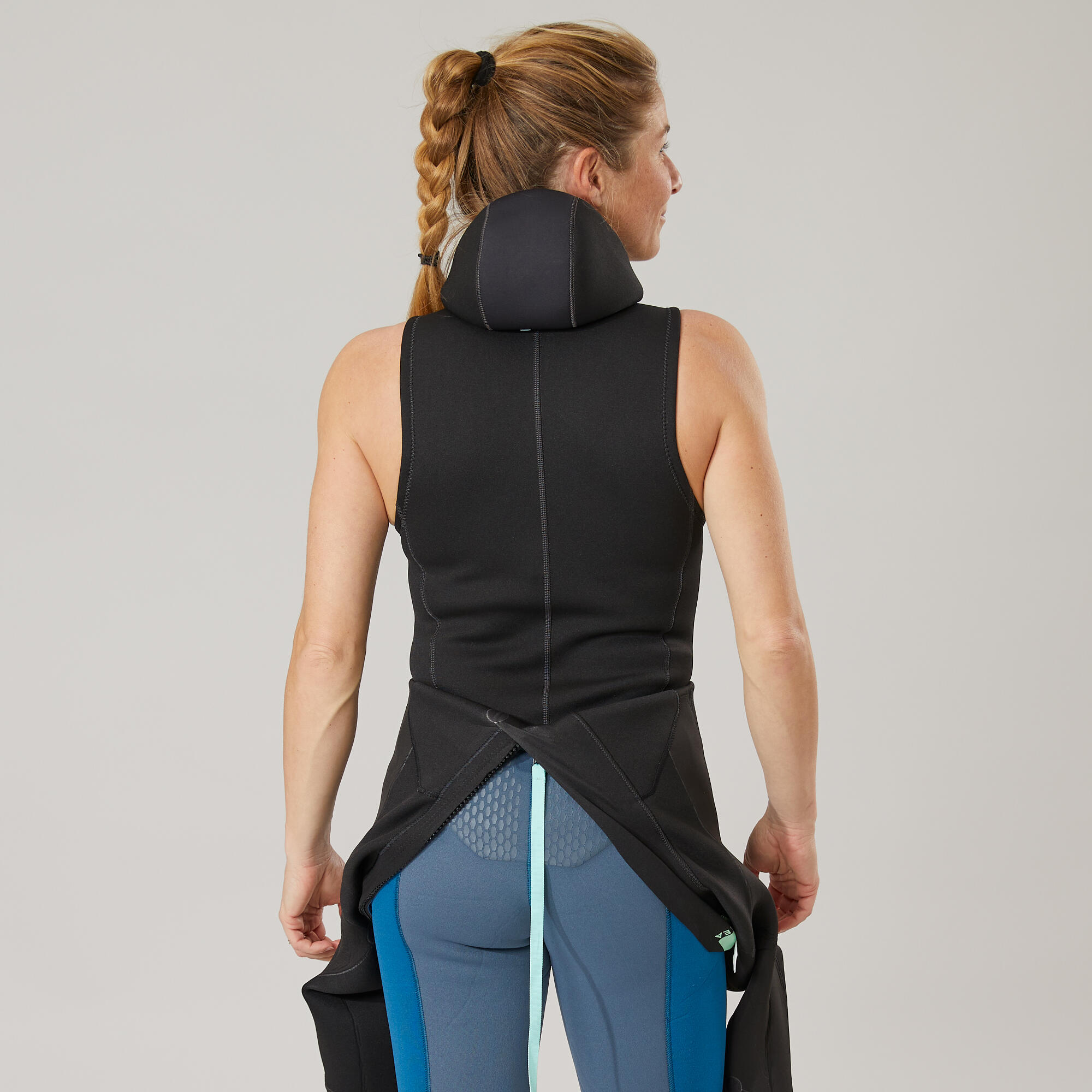 Top plongée avec cagoule néoprène 3/2mm - Noir/Gris 3/5