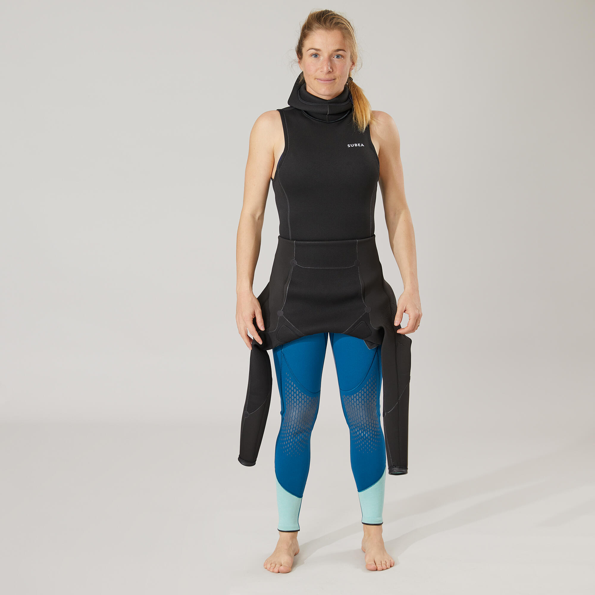 Top plongée avec cagoule néoprène 3/2mm - Noir/Gris 2/5